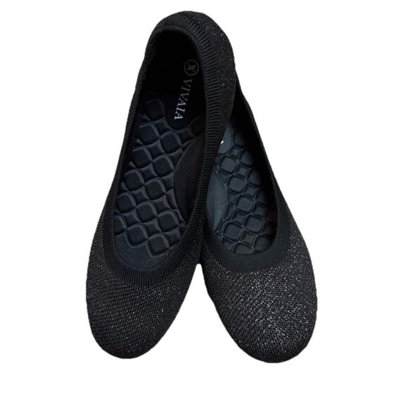 Vivaia Audrey Round-Toe Claire Black Ballet Flats Sparkle Comfort Size 11.5 - Picture 5 of 11